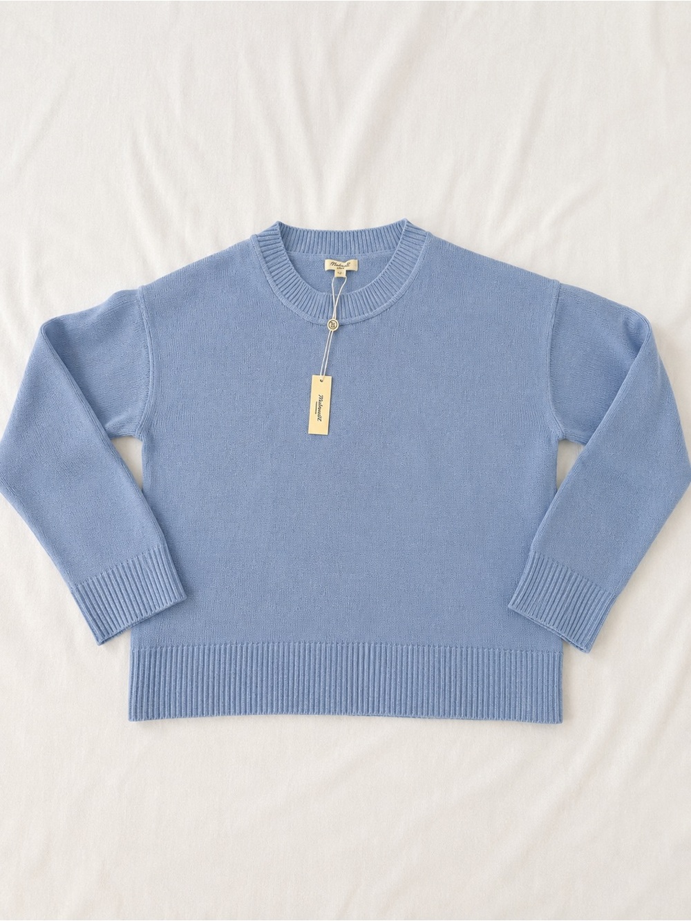 NWT Max Studio London Wedgwood Blue Knit Crewneck Sweater M MSRP $138